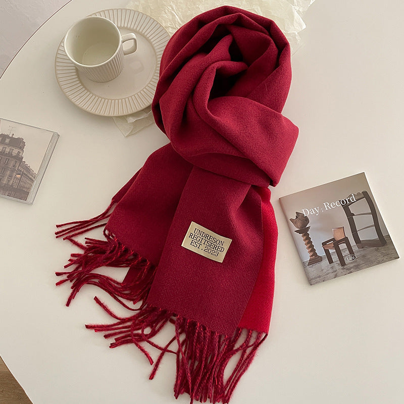 Double-sided Artificial Cashmere Scarf Women's Winter Warm Couple