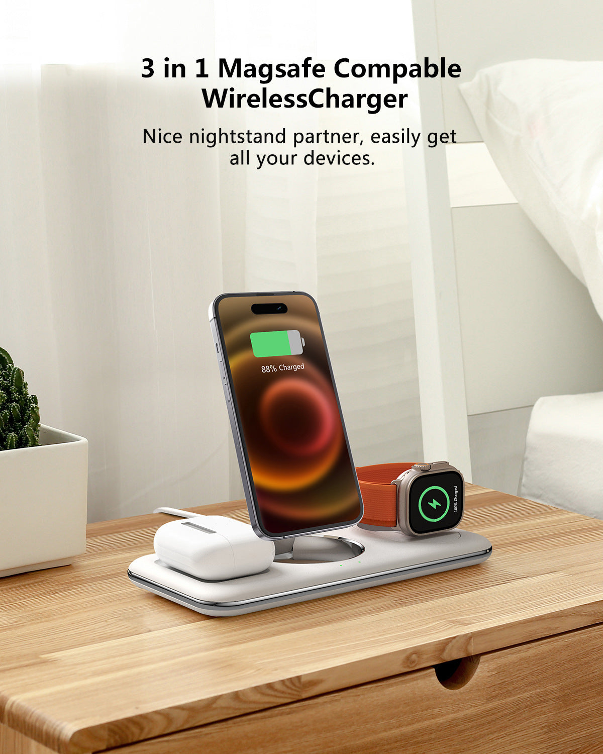 Folding Magnetic Wireless Charger Charger Desktop Bracket