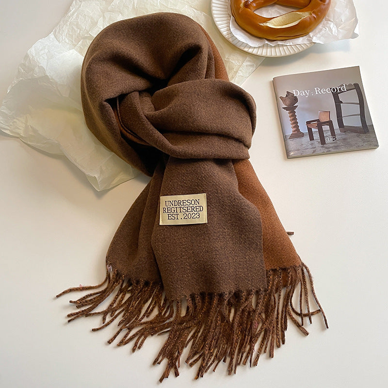 Double-sided Artificial Cashmere Scarf Women's Winter Warm Couple