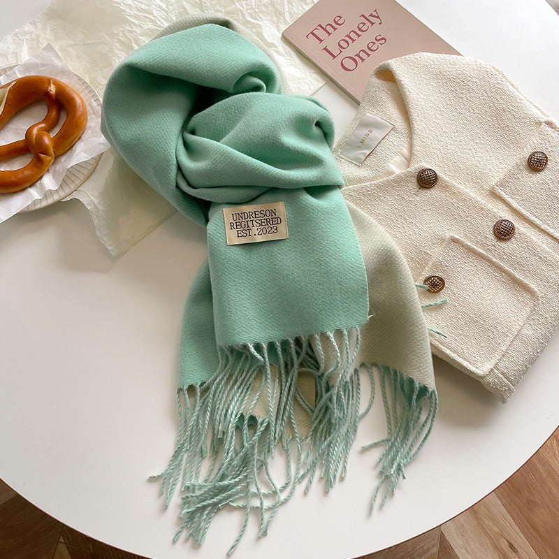 Double-sided Artificial Cashmere Scarf Women's Winter Warm Couple