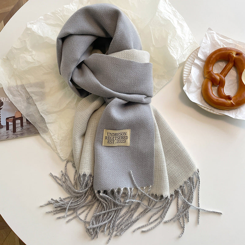 Double-sided Artificial Cashmere Scarf Women's Winter Warm Couple