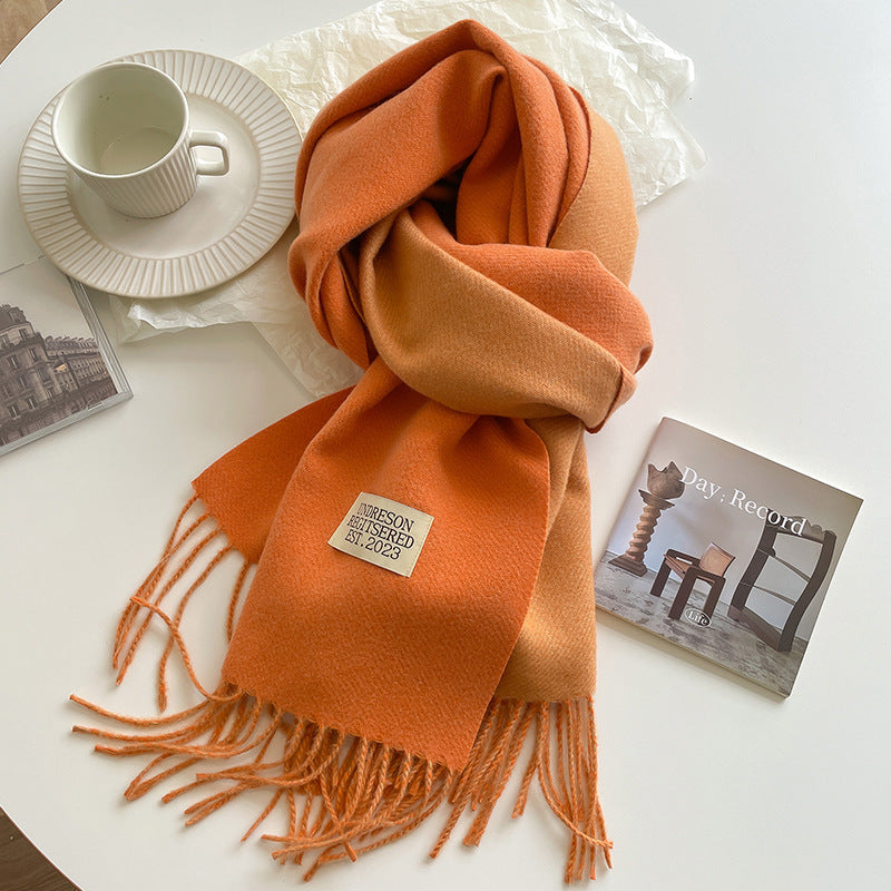 Double-sided Artificial Cashmere Scarf Women's Winter Warm Couple