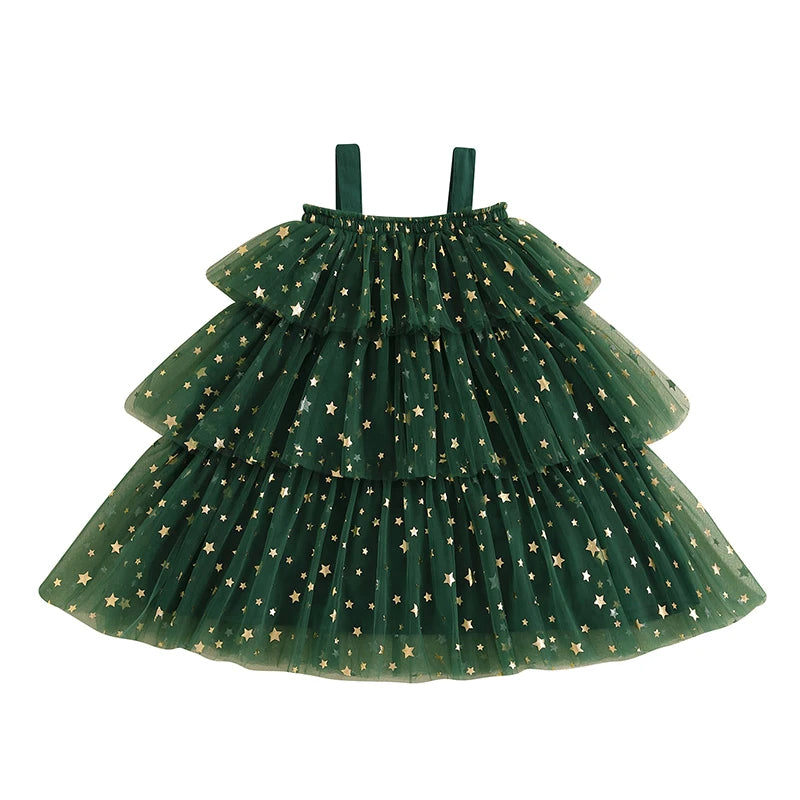 ma&baby 1-6Y Christmas Kid Baby Girls Dress Toddler Infant Children Star Ball Sleeveless Layered Tulle Party Dresses Costumes