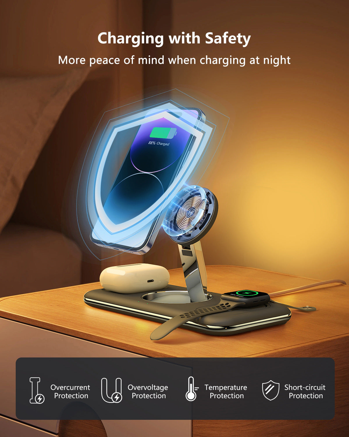 Folding Magnetic Wireless Charger Charger Desktop Bracket