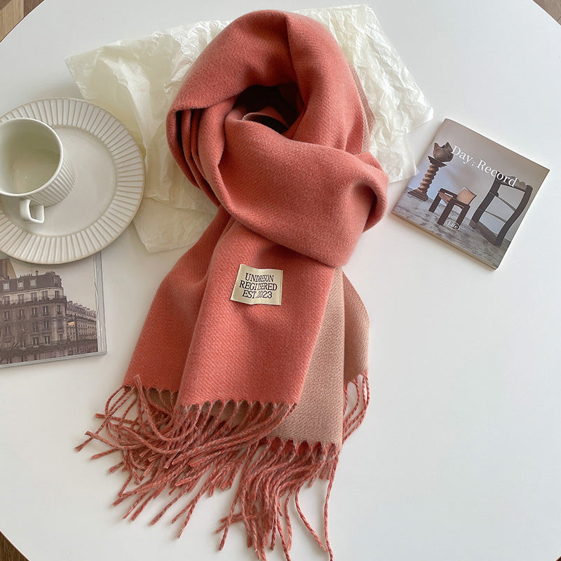 Double-sided Artificial Cashmere Scarf Women's Winter Warm Couple