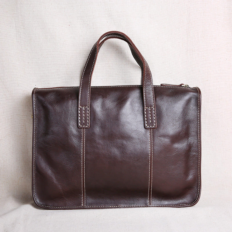 Vintage Business Leisure Horizontal Style Leather Briefcase Computer Bag