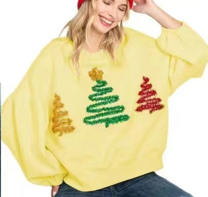 Women's Christmas Tree Casual Pullover Long Sleeve Sweater