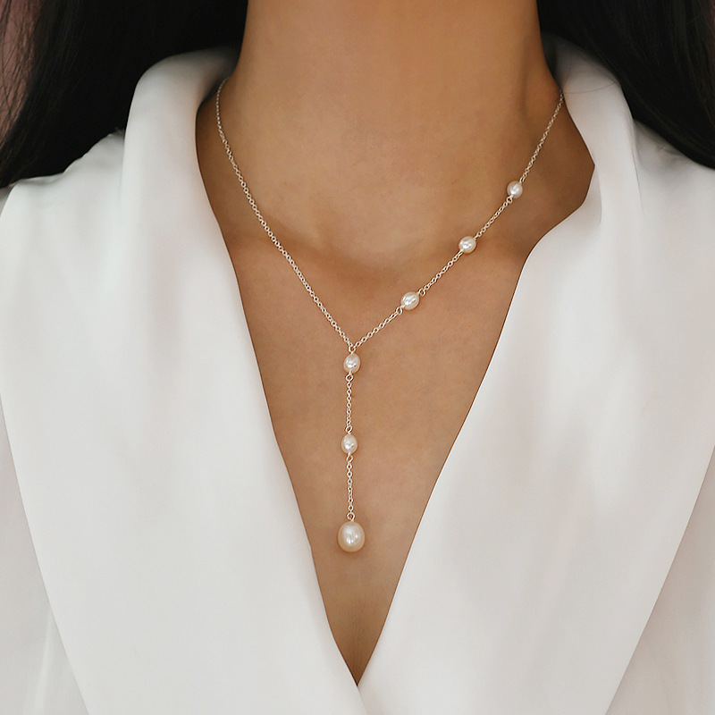 Freshwater Pearl Necklace 925 Silver Design Sense Senior Light Luxury - Image 2