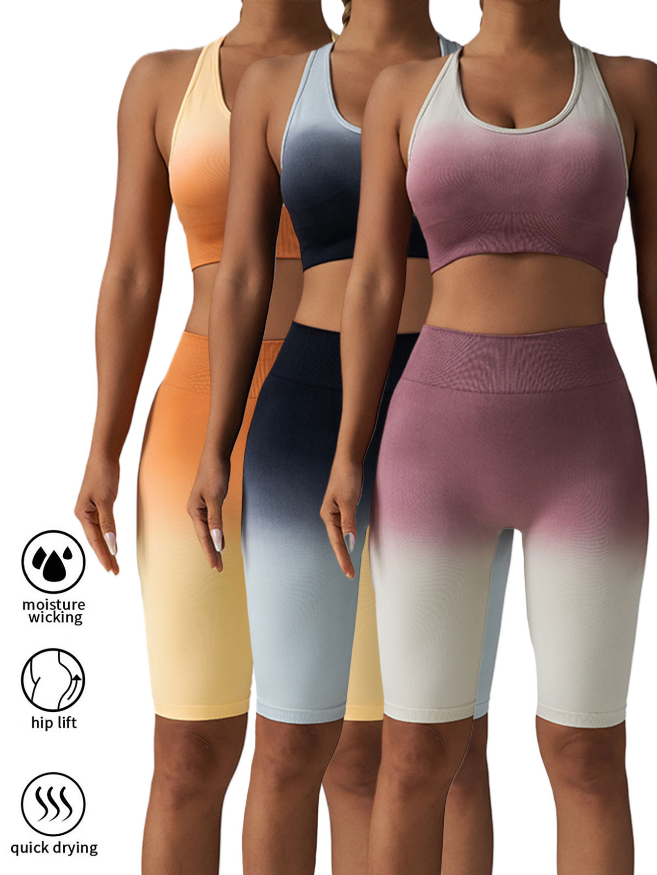 3 Pack Women Workout Shorts Scrunch Shorts Seamless High Waisted Contour Gym Yoga Biker Shorts - Image 9